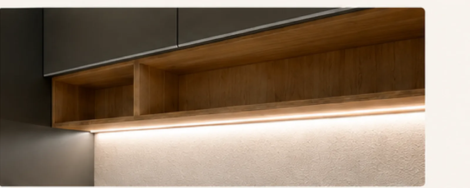 Iluminación LED integrada bajo la alacena de la cocina